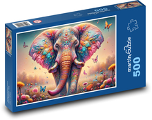 Farebný slon Puzzle 500 dielikov - 46 x 30 cm 