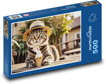 Kočka v klobouku se zmrzlinou Puzzle 500 dílků - 46 x 30 cm