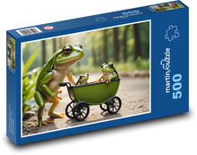 A frog carries children in a stroller Puzzle of 500 pieces - 46 x 30 cm 