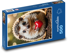 Hedgehog with a heart for Valentine´s Day Puzzle of 500 pieces - 46 x 30 cm 