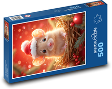 Maus im Weihnachtshut Puzzle 500 Teile - 46 x 30 cm