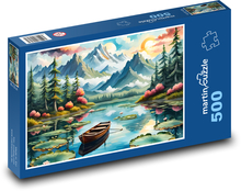 Łódź na jeziorze Puzzle 500 elementów - 46x30 cm