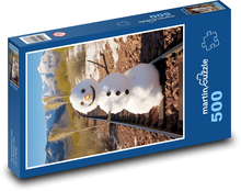 Schneemann auf Schienen Puzzle 500 Teile - 46 x 30 cm