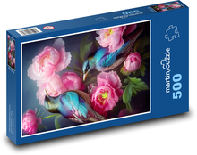 Kolibríky v kvetoch Puzzle 500 dielikov - 46 x 30 cm