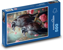 Wrony w różach Puzzle 500 elementów - 46x30 cm