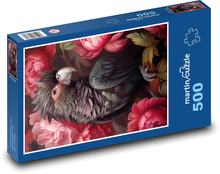Černý papoušek kakadu Puzzle 500 - 46x30 cm