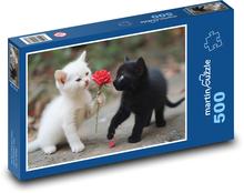 Biele a čierne mačiatka Puzzle 500 dielikov - 46 x 30 cm