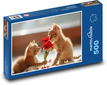 Katze Valentinstagsblume Puzzle 500 Teile - 46 x 30 cm