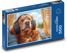 Zlatý retriver se sluchátky Puzzle 500 dílků - 46 x 30 cm