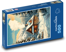 Chata v zime Puzzle 500 dielikov - 46 x 30 cm 