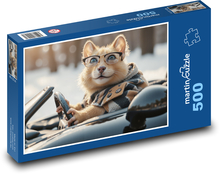 Zwierzę w okularach w samochodzie Puzzle 500 elementów - 46x30 cm