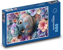 Hippopotamus Puzzle of 500 pieces - 46 x 30 cm 