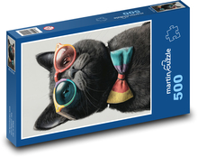 Black cat in glasses Puzzle of 500 pieces - 46 x 30 cm 