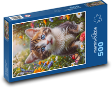 Kotě v květinách Puzzle 500 dílků - 46 x 30 cm