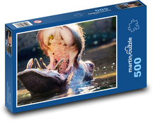 Hroch ve vodě s otevřenou tlamou Puzzle 500 - 46x30 cm