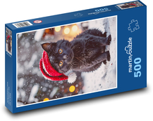 Schwarze Katze im Hut Puzzle 500 Teile - 46 x 30 cm