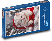 Weiße Katze im Schnee Puzzle 500 Teile - 46 x 30 cm