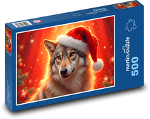 Vlk vo vianočnom klobúku Puzzle 500 dielikov - 46 x 30 cm 