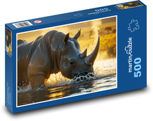 Nashorn im Wasser Puzzle 500 Teile - 46 x 30 cm
