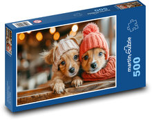 Psi v čepicích Puzzle 500 dílků - 46 x 30 cm