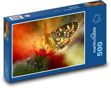 Motýl na letní květině Puzzle 500 - 46x30 cm