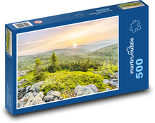 Bavorský les - východ slunce Puzzle 500 dílků - 46 x 30 cm