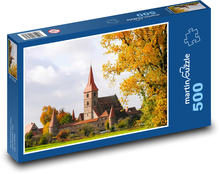 Kostol v jesennej krajine Puzzle 500 dielikov - 46 x 30 cm 