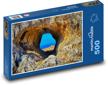 Grécko - pláž, diera v skale Puzzle 500 dielikov - 46 x 30 cm 