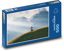 Krajina - hory, kríž Puzzle 500 dielikov - 46 x 30 cm 
