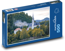 Slovinsko - kostol, jazero Puzzle 500 dielikov - 46 x 30 cm 
