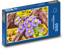 Lila Blume am Zaun Puzzle 500 Teile - 46 x 30 cm