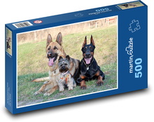Doberman, Yorkshire Terrier, German Shepherd Puzzle of 500 pieces - 46 x 30 cm 