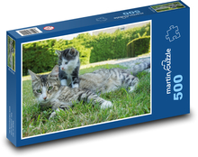 Młody kot z mamą Puzzle 500 elementów - 46x30 cm