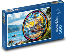 Lighthouse - stained glass Puzzle of 500 pieces - 46 x 30 cm 