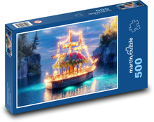Osvetlená loď na mori Puzzle 500 dielikov - 46 x 30 cm 