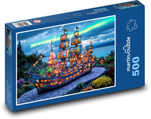 Łódź - kolorowe światła Puzzle 500 elementów - 46x30 cm