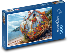 Herz - Haus, Strand Puzzle 500 Teile - 46 x 30 cm