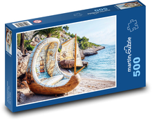 Loď na pláži Puzzle 500 - 46x30 cm