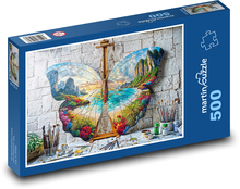 Motýľ na plátne Puzzle 500 dielikov - 46 x 30 cm 