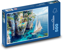 Dom na skale Puzzle 500 elementów - 46x30 cm