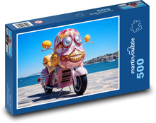 Růžový motocykl na pláži Puzzle 500 dílků - 46 x 30 cm