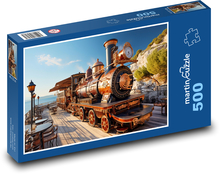 Pociąg parowy nad morzem Puzzle 500 elementów - 46x30 cm