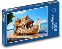 Loď na pláži Puzzle 500 dílků - 46 x 30 cm