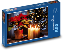 Kwiat Bożego Narodzenia - świece Puzzle 500 elementów - 46x30 cm