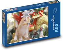 Kot - zdjęcie świąteczne Puzzle 500 elementów - 46x30 cm