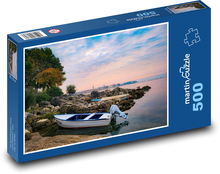 Miasto nadmorskie - motorówka Puzzle 500 elementów - 46x30 cm