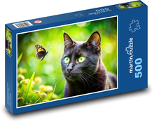 Motýl a černá kočka Puzzle 500 dílků - 46 x 30 cm