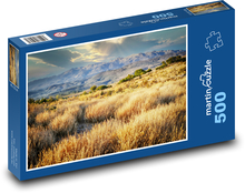 Pole, tráva, hory Puzzle 500 dílků - 46 x 30 cm