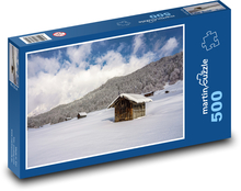 Sneh - drevený prístrešok Puzzle 500 dielikov - 46 x 30 cm 