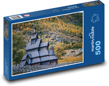 Nórsko - kostol Puzzle 500 dielikov - 46 x 30 cm 